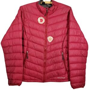 Mont-Bell Goose Down‎ Puffer Jacket Womens Large Red Full Zip Insulated Outdoor